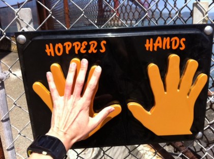 Giving a high five for finishing a great run! Now it's just a matter of figuring out how to tackle those hills home...