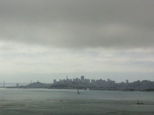Looking back at San Francisco from the Golden Gate Bridge