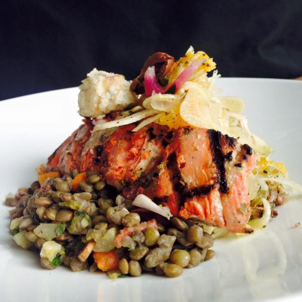 Grilled Oregon coast salmon, courtesy of Farm to Fit