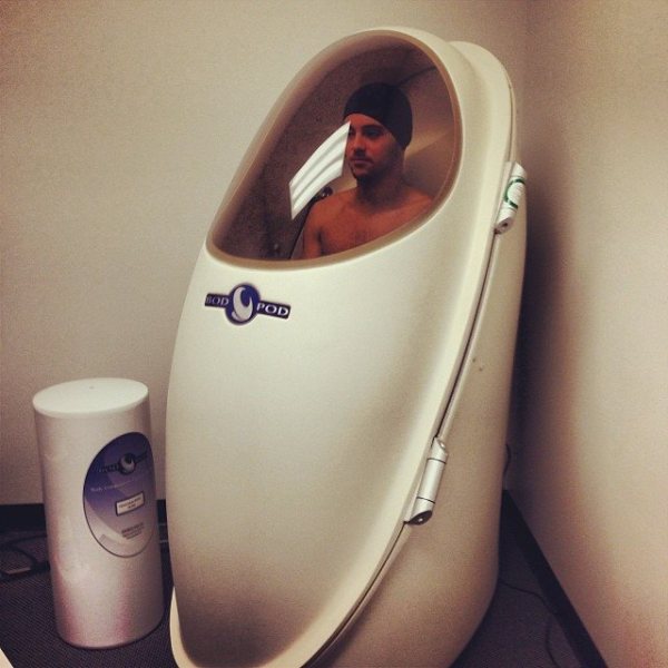 British Olympic diver and television personality Tom Daley testing his body composition (courtesy of BodPod)